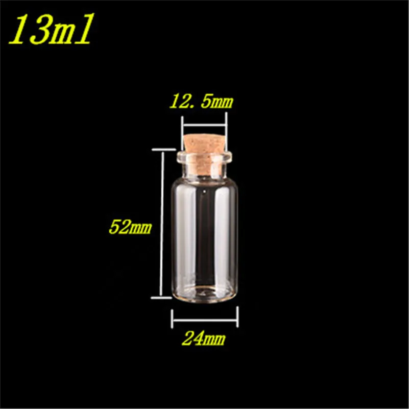 13ml 24x52x12mm 5 мл 10 мл 15 мл Мини Стеклянная бутылка с пробками пустые банки флакон для чая шафран Сладкая еда Подарочные бутылки подарок Свадебные банки 24 шт - Цвет: 13ml 24x52x12mm