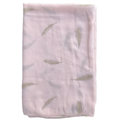 Light Pink Marte& Joven модный шарф с золотыми перьями и вышивкой, черный/белый шарф для женщин, роскошный брендовый мягкий шарф из полиэстера на весну/лето - Цвет: Light Pink