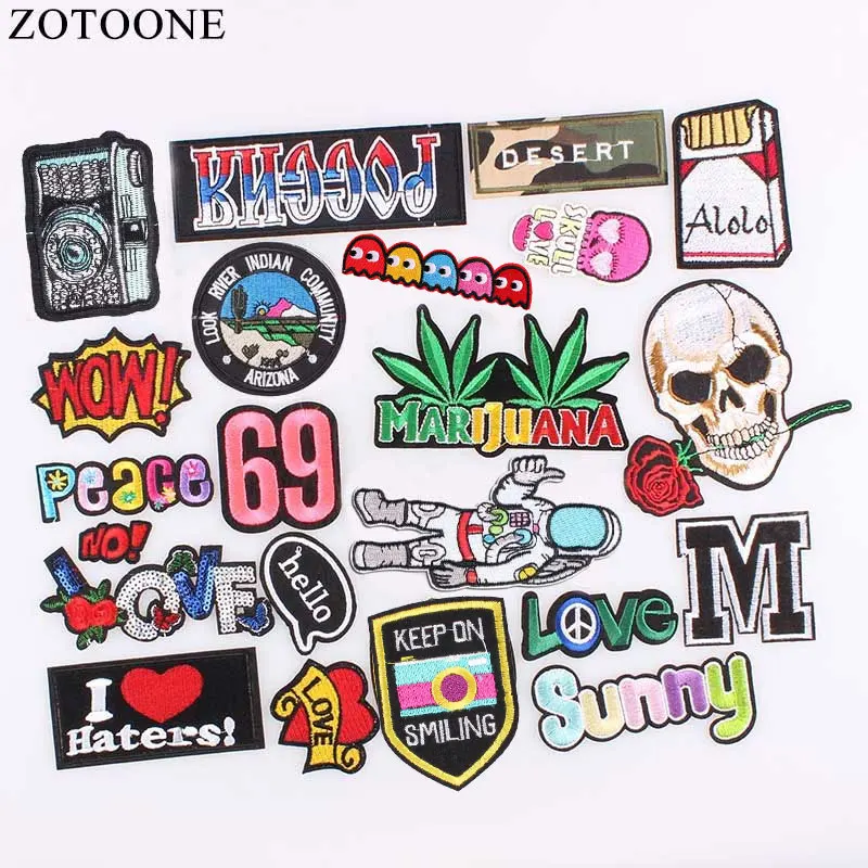 ZOTOONE Рок Байкер Череп нашивки на заказ музыка панк ACDC вышитая аппликация нашивка железная на письмо нашивки для одежды наклейки
