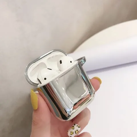 Гальванический мягкий корпус для наушников для airpods чехол Bluetooth Беспроводная Противоударная сумка для зарядки airpod защитный чехол - Цвет: Silver