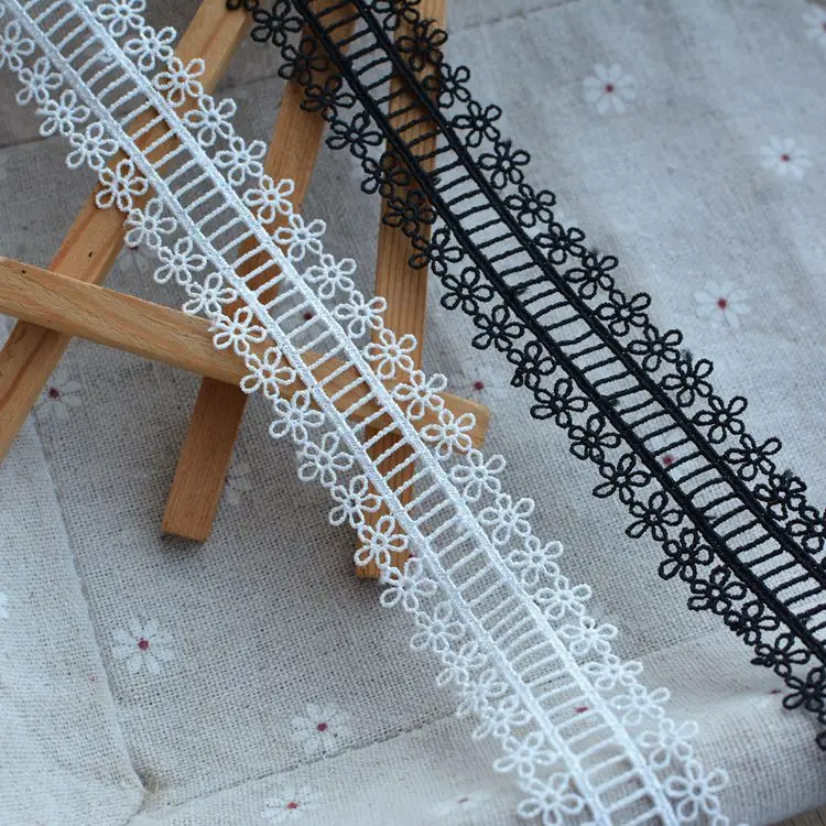 13 ярдов в ширину 3 см черная белая Водорастворимая кружевная ткань отделка ленты