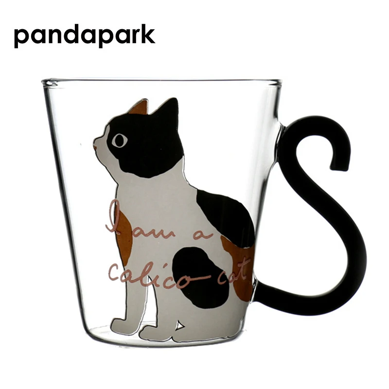 Pandapark новая милая креативная Кошка Китти стеклянная кружка чашка чай чашка Молоко Кофе Кружка для завтрака чашка мяу фруктовый сок высокий стакан PPX010