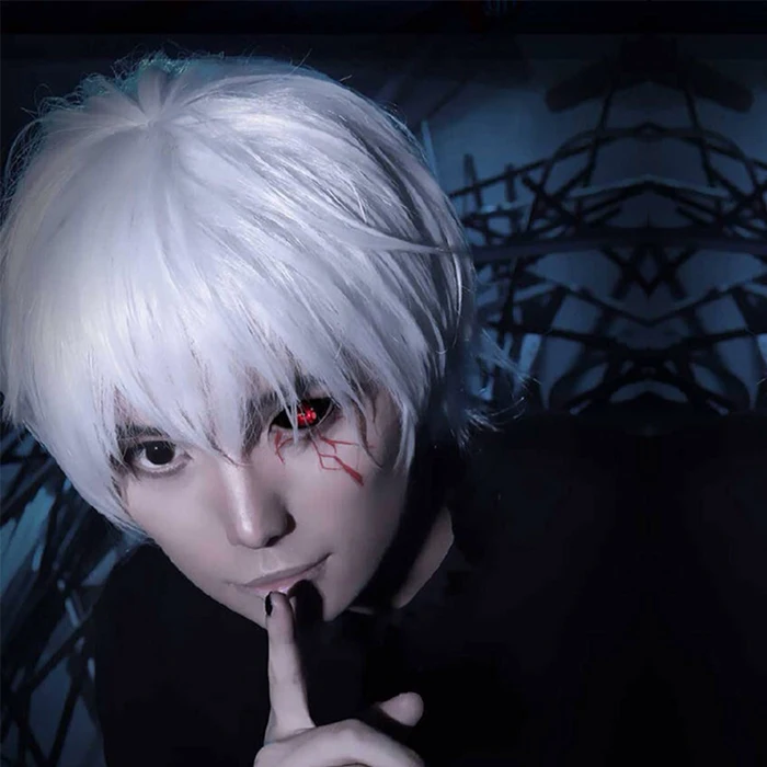 Высокое качество одежда с надписью Tokyo Ghoul Ken Kaneki парики 30 см серебро