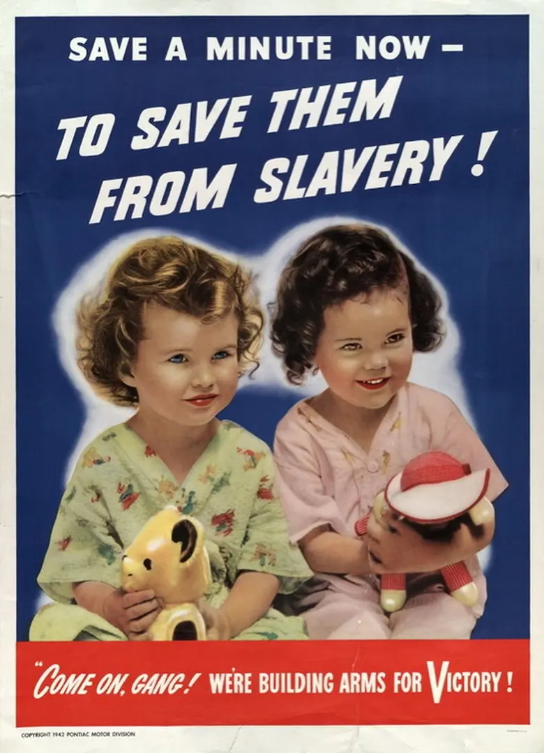 Винтажный рекламный постер в США времен 2 мировой войны избавляет малышей от
