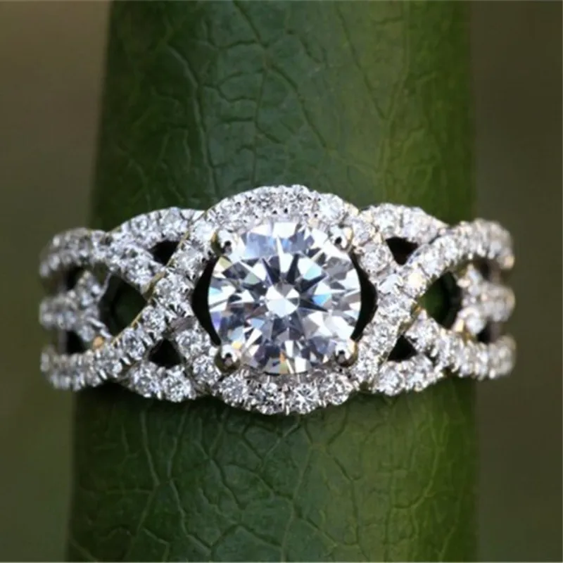 CC обручальные кольца для женщин круглый камень кубический цирконий классическое