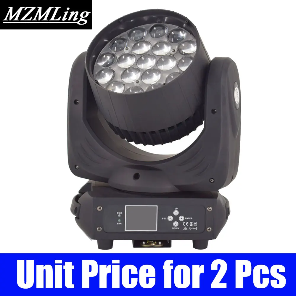 Unit Price for 2 Pcs 19x15 Вт светодиодный RGBW 4в1 светильник для мытья/масштабирования с кольцевым управлением DMX512 светильник с подвижной головкой Профессиональный DJ/бар/вечерние/шоу/сценический светильник - Цвет: Unit Price for 2 Pcs