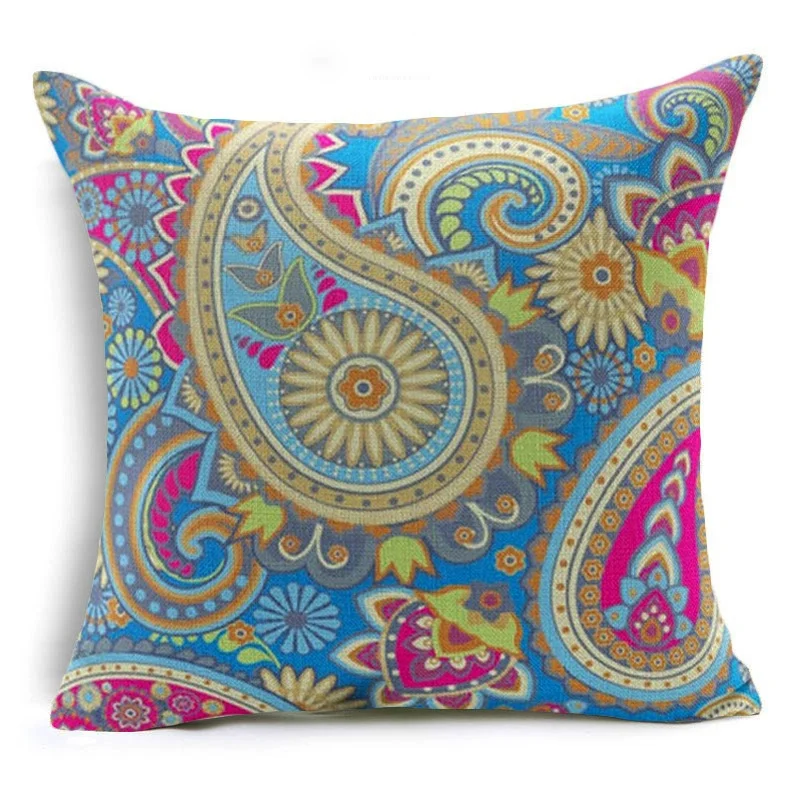 Красочные Пейсли чешские Стиль хлопковая льняная подушка крышка ТВ картофеля