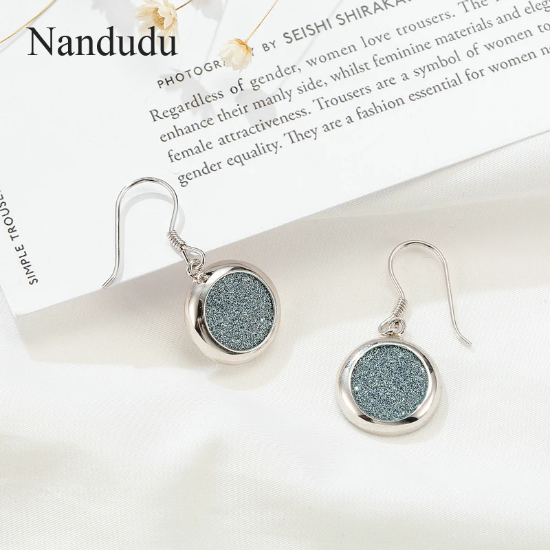 Nandudu 925 пробы серебряные круглые Висячие серьги для женщин вставка