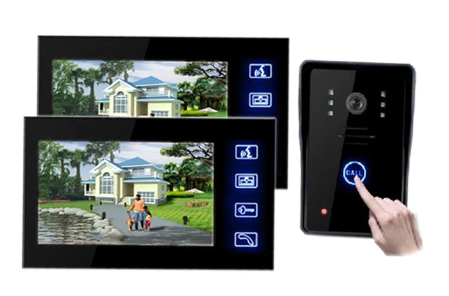 YobangSecurity 7 дюймов Цветная сенсорная кнопка видеодомофон дверной звонок Домофон