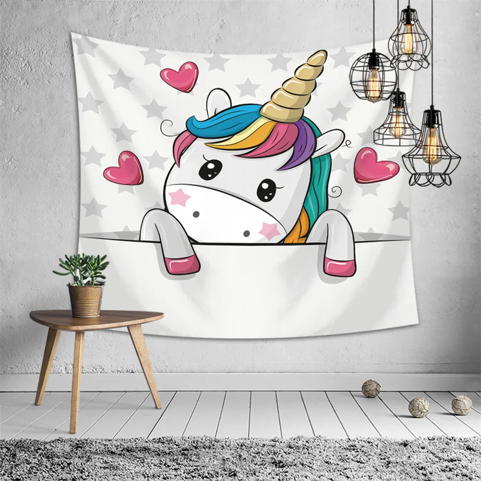 SOFTBATFY милый рисунок единорога гобелен настенный Декор для детской комнаты Прямая поставка