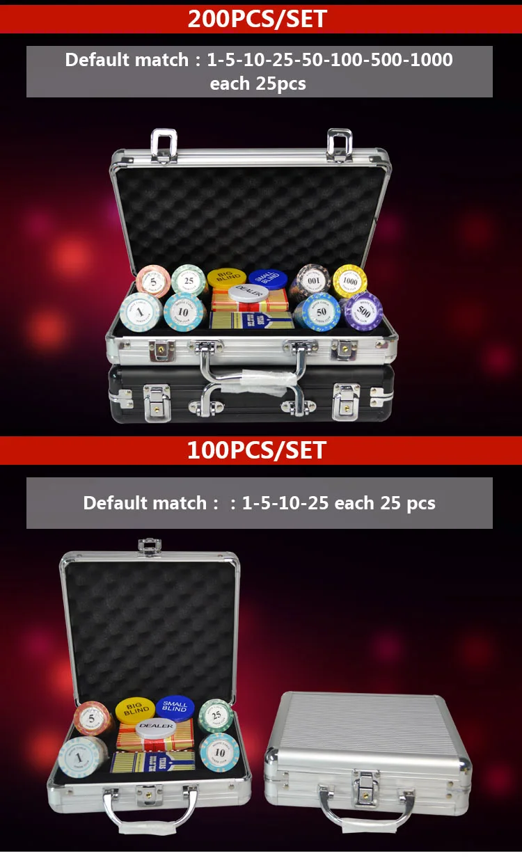100-500 шт./компл. казино Техас глиняная Покерная фишка комплекты Pokerstars Алюминий чемодан с игральных карт и кубики и дилера днище и Скатерти