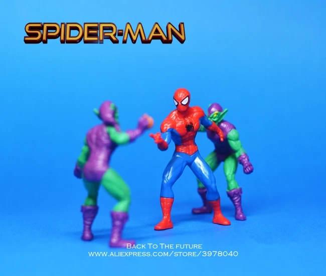 Фигурка героя из мультфильма Disney Марвел Мстители паук Man Green goblin 2 шт./компл. 5 см