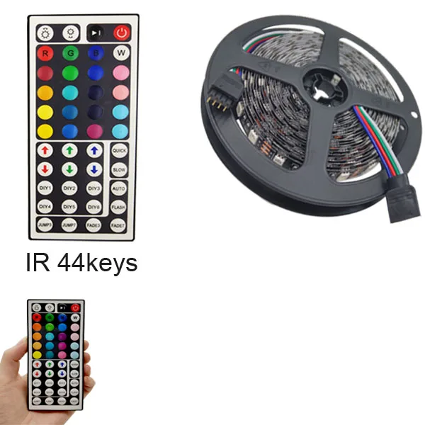 No Adapter RGB Светодиодная лента DC 12 В SMD 5050 Rgb 5 м черная гибкая лента Диодная лента светильник+ контроллер+ адаптер питания украшение - Испускаемый цвет: No Adapter
