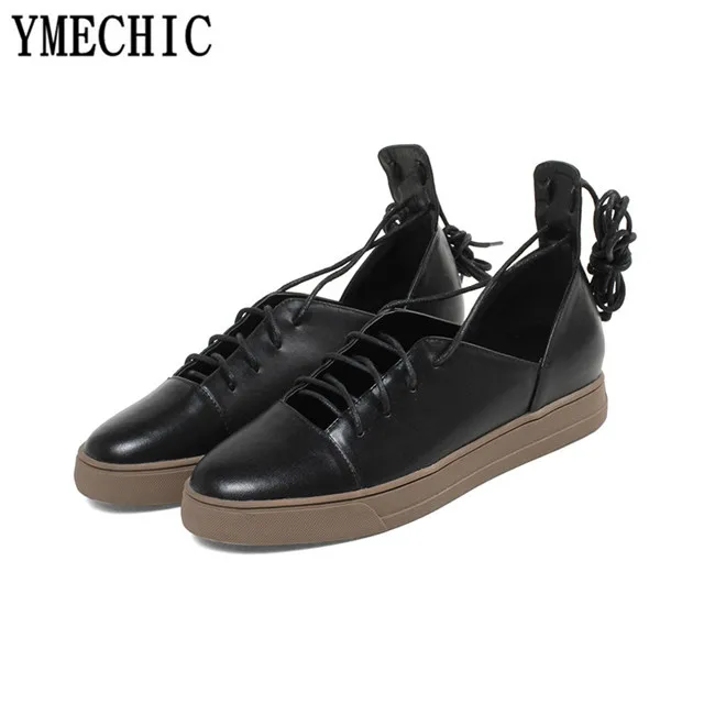 Ymechic 2018 на осенне-летний сезон с перекрестной шнуровкой в стиле Гладиатор плоской