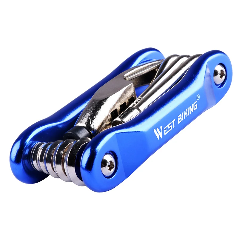 Blue West biking 10 в 1 многофункциональные инструменты для ремонта велосипедов комплект для обслуживания из углеродистой стали велосипедный складной ключ Ferramenta велосипедные инструменты - Цвет: Blue