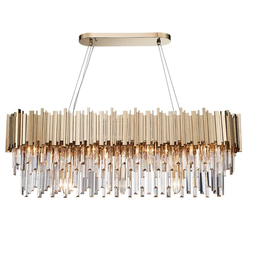 

Modern Oval Crystal Chandelier Lighting Lustre Cristal Chandeliers Hanging Light Gold Finish E12/E14 110V/220V