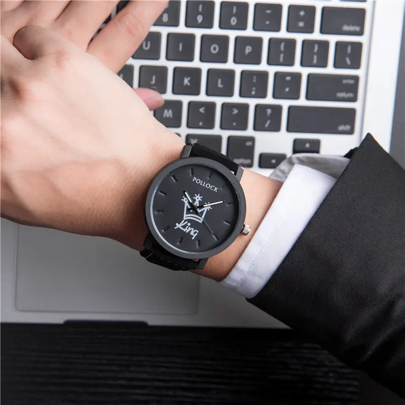 Кварцевые часы King Queen с кожаным ремешком роскошные брендовые наручные для мужчин