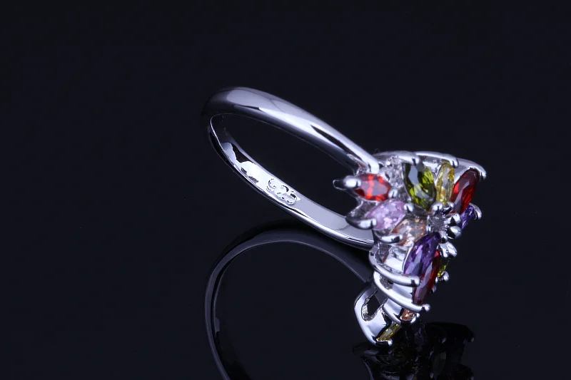 Женское серебряное кольцо с разноцветным кристаллом|rings for women|ring formulticolor ring |