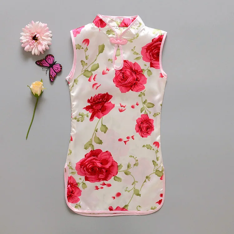 Мода китайский Стиль цветок Товары для птиц хлопок Детская Одежда Дети платье Qipao