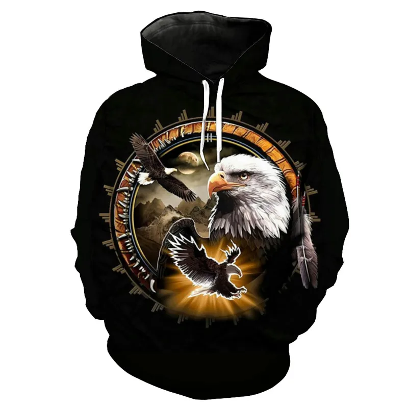 ConMotion Flying Flag Eagle Fashion Blue Hooded Sweatshirt Fall Pullover EUR SIZE | Мужская одежда