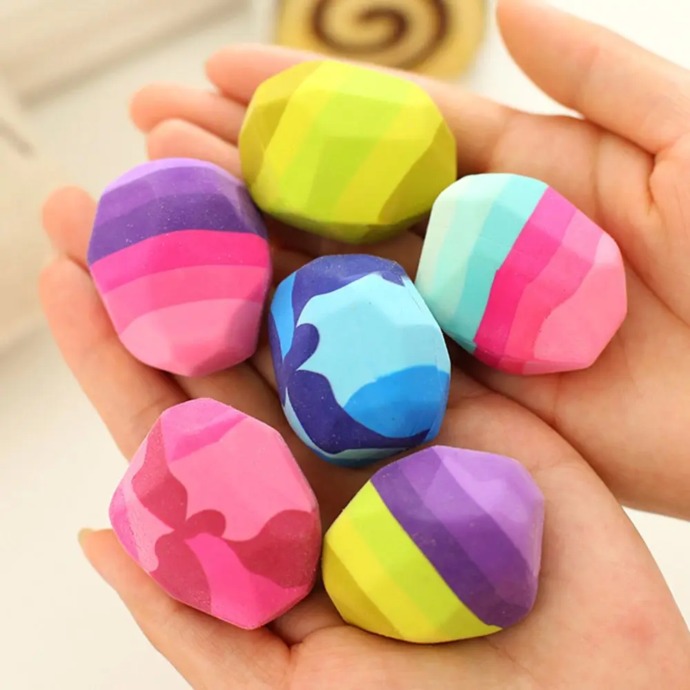 multicolor LimitShows 1 шт. Kawaii красочные каменные формы ластик гуси в мягкой резиновой ластики неправильной формы рок большая ручка ластик для студентов подарок - Цвет: multicolor