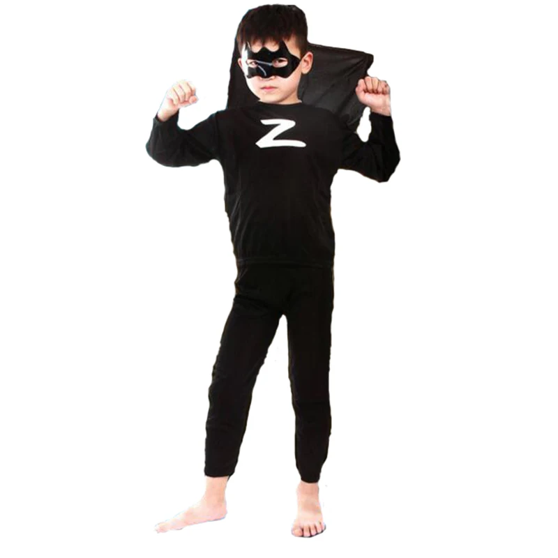 New Hot Boy Black Zorro Cosplay Customes For Children Kids Superhero Capes Anime Carnival Costume Halloween Accessory | Тематическая