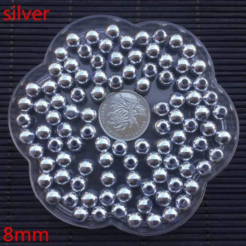 180 шт 8 мм. Цвет золота и серебра Круглый жемчуг искусственный пластиковый