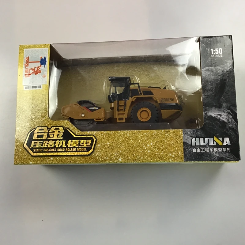 INCLUDE PACKAGE HUI NA 7715 1:50 литой под давлением металлический дорожный каток модель Строительная игрушка автомобиль игрушки для мальчиков подарок на день рождения для коллекции автомобилей - Цвет: INCLUDE PACKAGE