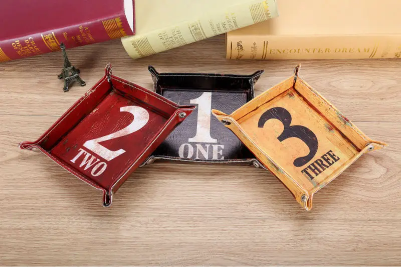 LINKWELL набор из 3 цифр винтажный черный один красный два желтый три узора поднос для