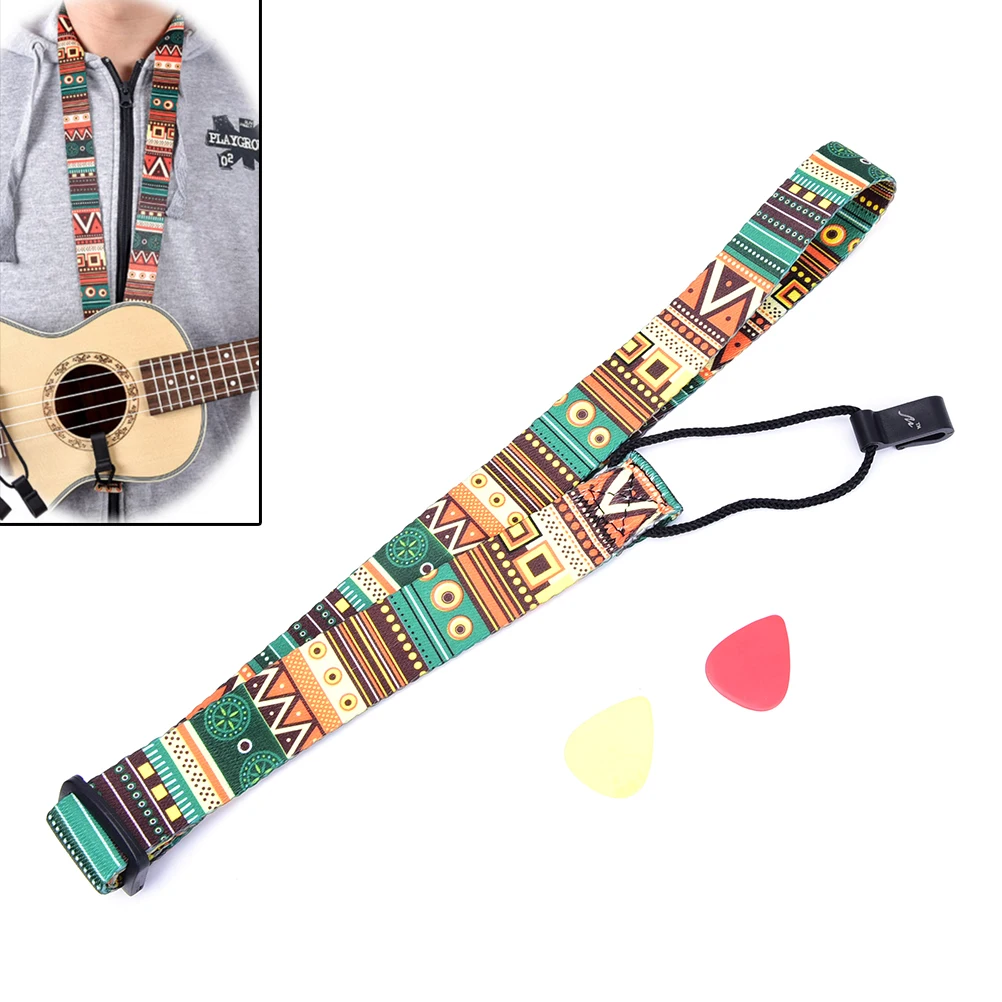 

Регулируемый нейлоновый цветной яркий Печатный стиль ремешок для укулеле ремень Слинг с крючком Гавайские гитары аксессуары 95*2,5 см