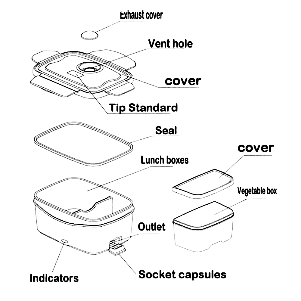 NICEYARD Portable 220V/110V Lunch Box Electric Heating US/EU Plug Food Warmer Heater Cartoon Bento Box Food Storage Container