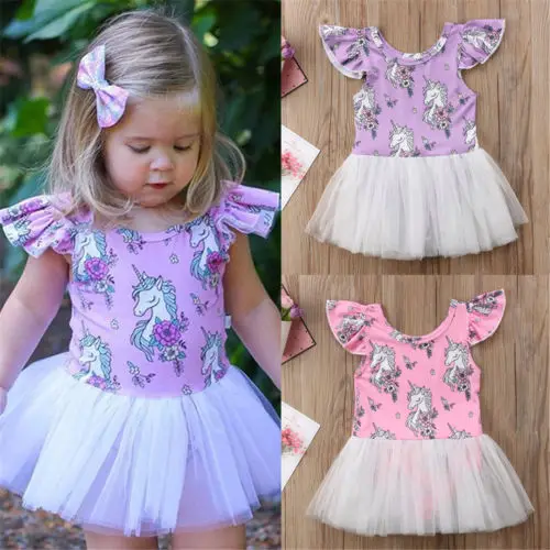 2018 New Fashion Kids Baby Girls Unicorn Tutu Dress Tulle Party Pageant Prom Summer Casual Sundress Clothes | Детская одежда и
