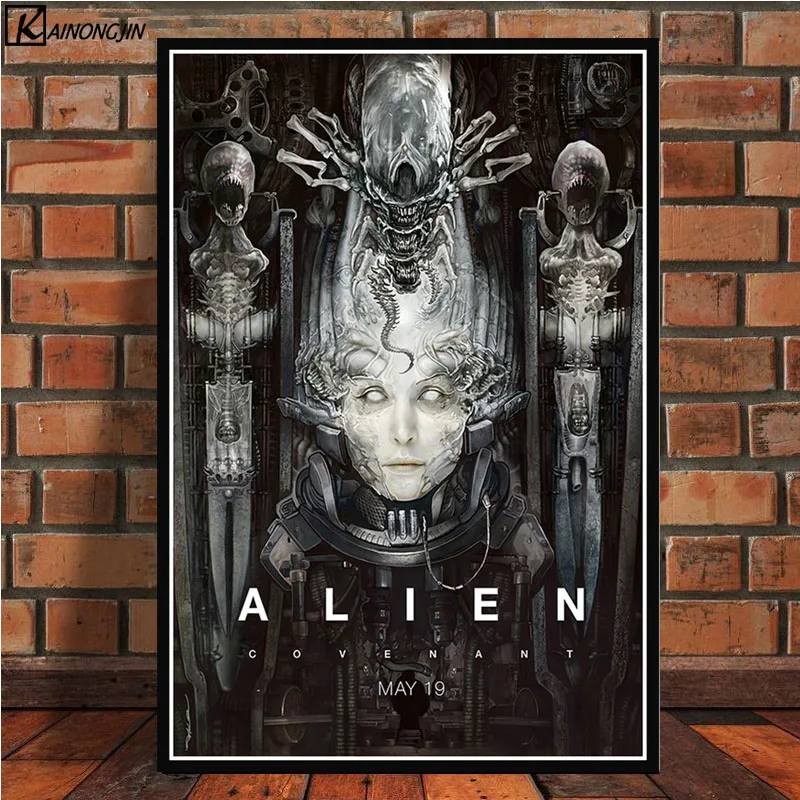 008 Постеры и принты Hr Giger Li II постер с изображением чужого ужаса произведение искусства Ретро Холст Живопись стены искусство картина для гостиной домашний декор - Цвет: 008