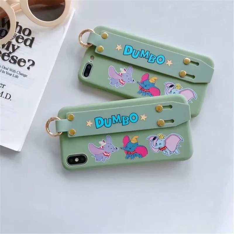 Чехол с милым медведем и держателем на запястье для iphone X XS XR Max Hot Dumbo силиконовый