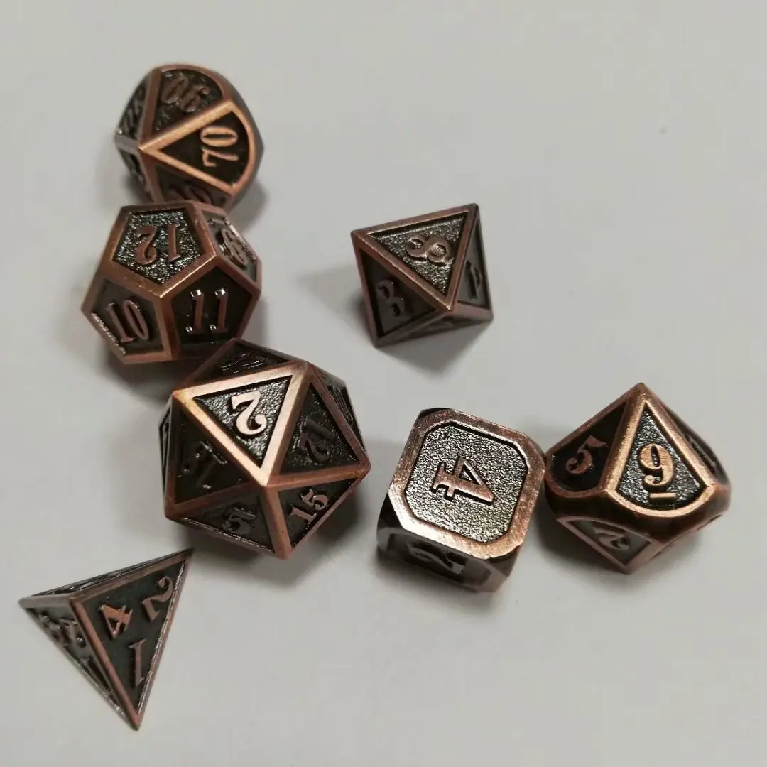 Заводская фабрика игральные кости DND металлические ролевые игры наборы многогранные цинкового сплава кубики бронзовые цифровые Подземелья и Драконы D20 10 8 12 настольные игры