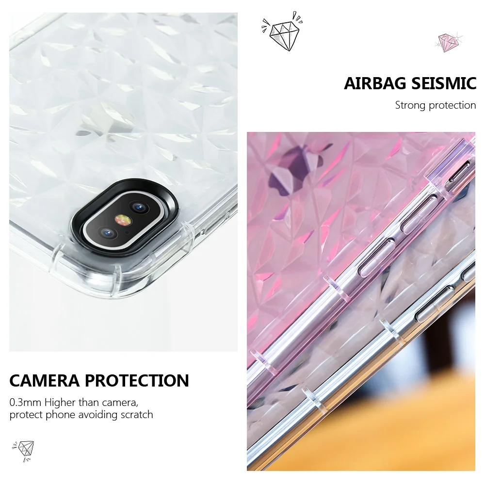 Чехол для телефона KISSCASE с алмазной текстурой iPhone X XS MAX XR противоударный чехол 6 6S 7