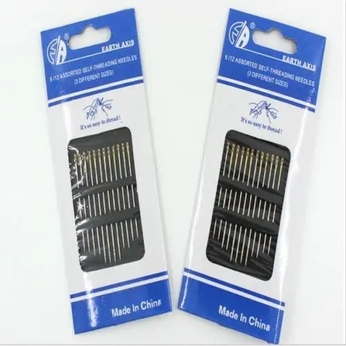 12 шт. швейные иглы с двойным отверстием из нержавеющей стали|hand sewing needles|sewing