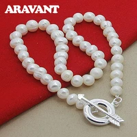 new fashion white freshwater pearl necklaces for women fashion 925 silver jewelry