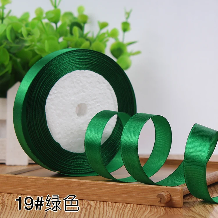19 Green 22 м/рулон 15 мм Золотой Красный Черный Белый Серебряный Фиолетовый Зеленый Розовый Шелковый атласные ленты подарок на Рождество, Хэллоуин украшения для упаковки - Цвет: 19 Green