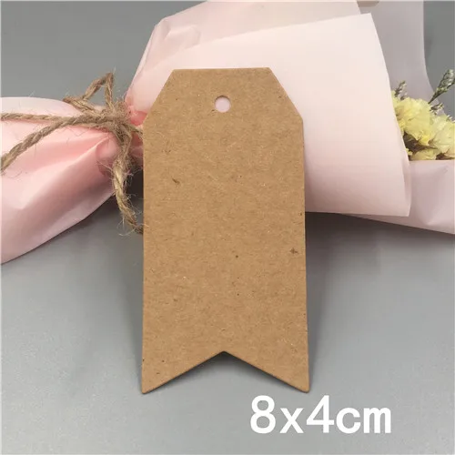 8x4cm Brown 100 шт. крафт Бумага ручной работы одежды бирки, свадьба, стаканчики для вечеринки, подарков Упаковочная этикетка бирок для подарков, код Примечание ценники - Цвет: 8x4cm Brown