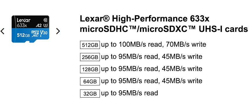 Lexar A2 512G TF карта класс 10 UHS-I U3 Micro SD карта 32G 64g 128G 256g MicroSD мобильный телефон камера движения высокоскоростная карта памяти