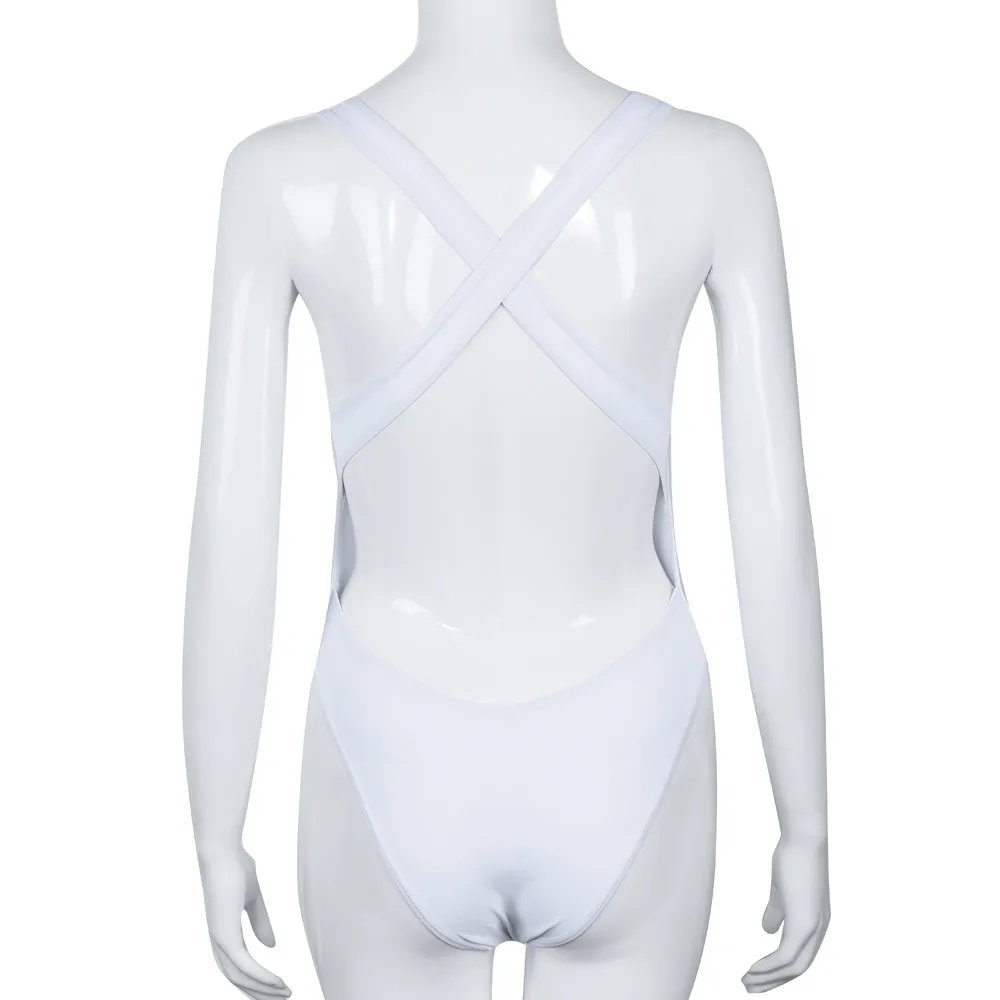 Женский черно белый купальный костюм 2018 женский цельный плюс размер XL летний