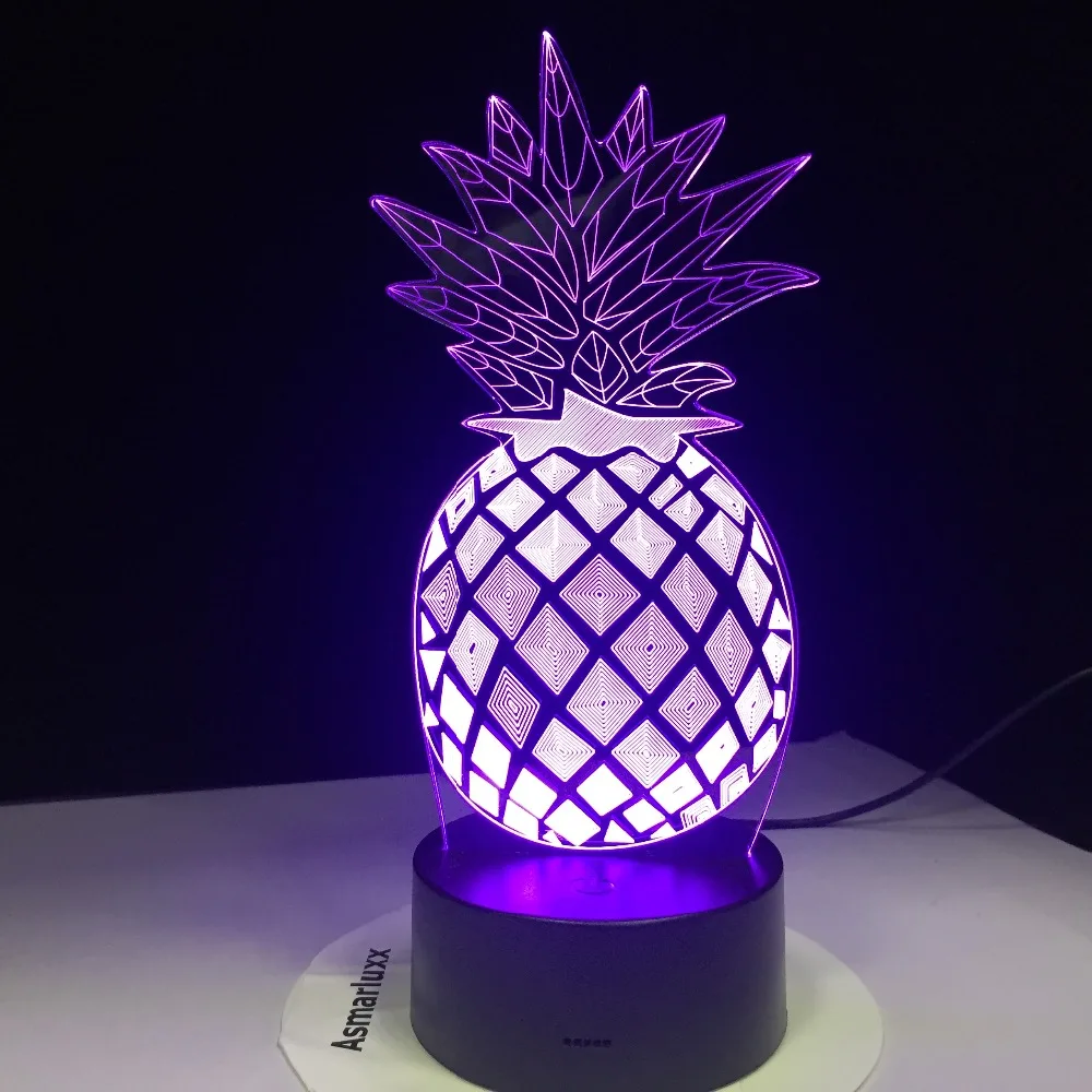 Ананас светодиодный ночсветильник 7 цветов 3D настольная лампа Оптическая