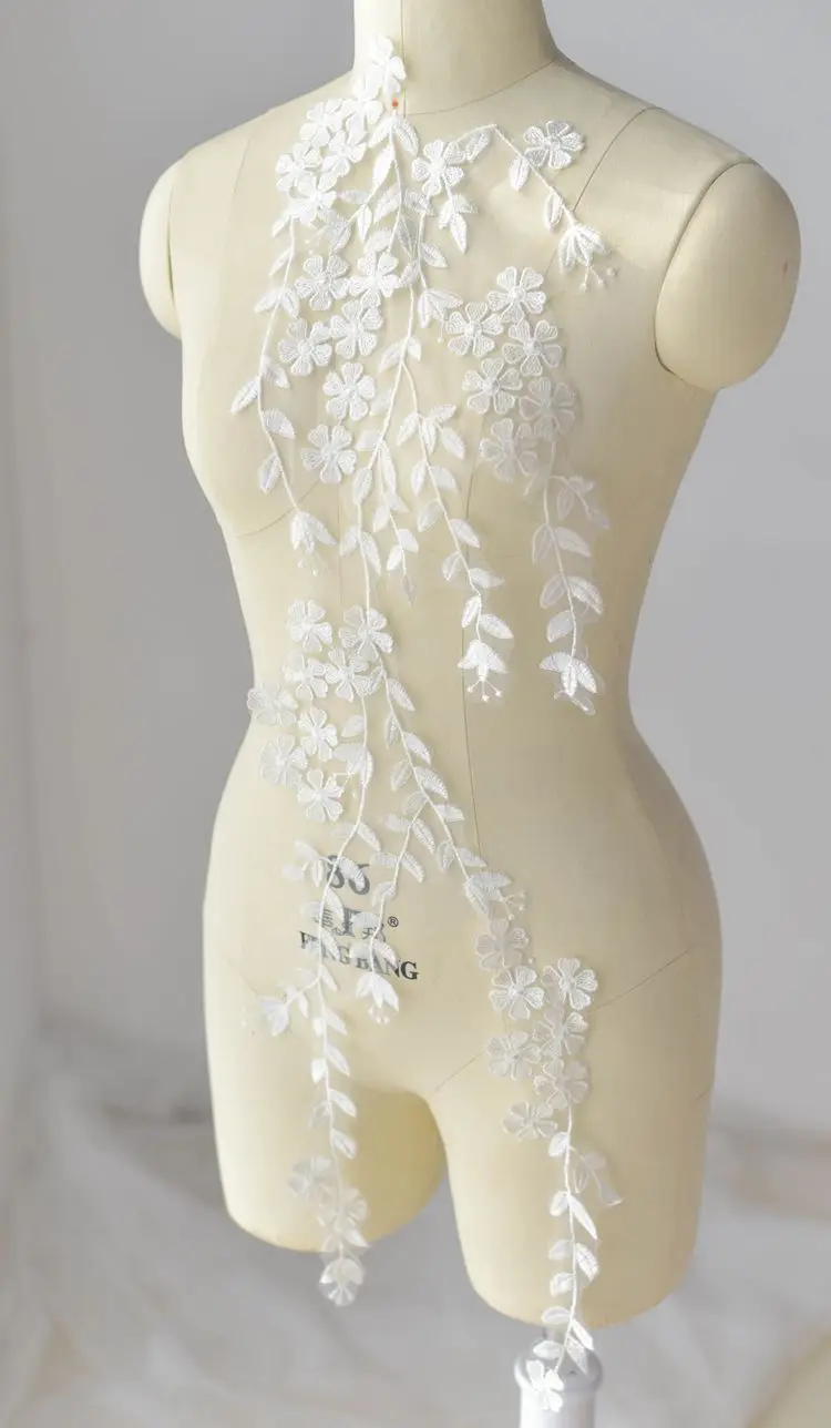 Super-large branches and leaves embroidery lace patch Applique for Wedding Dress decoration handmade DIY material | Хобби и рукоделие