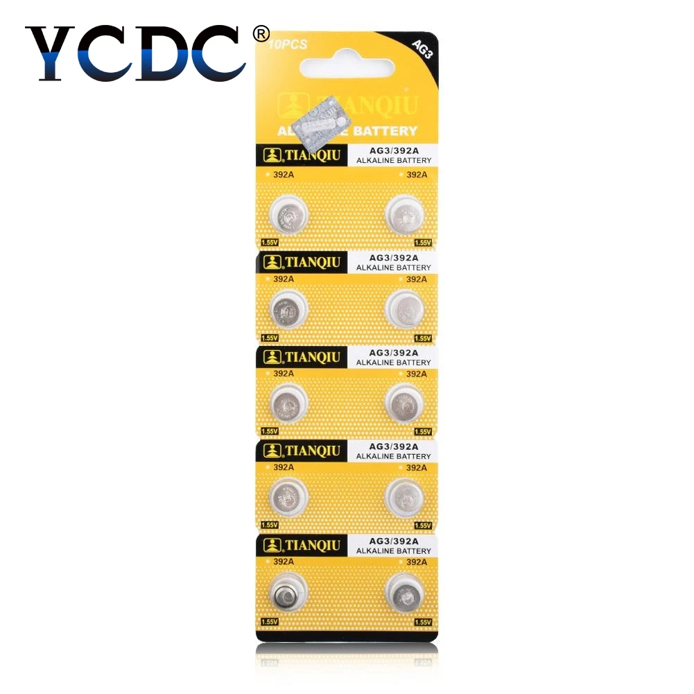 Дешевые 10x LR41 AG3 392A SR41SW 384 LR736 V3GA 192 1 55 V Кнопка батарея для монет часов лазерная