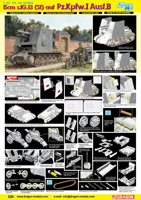 [Набор пластиковых моделей] Dragon 6259 1:35 15 см s. IG.33(SF) auf Pz. Kpfw. I Ausf. B