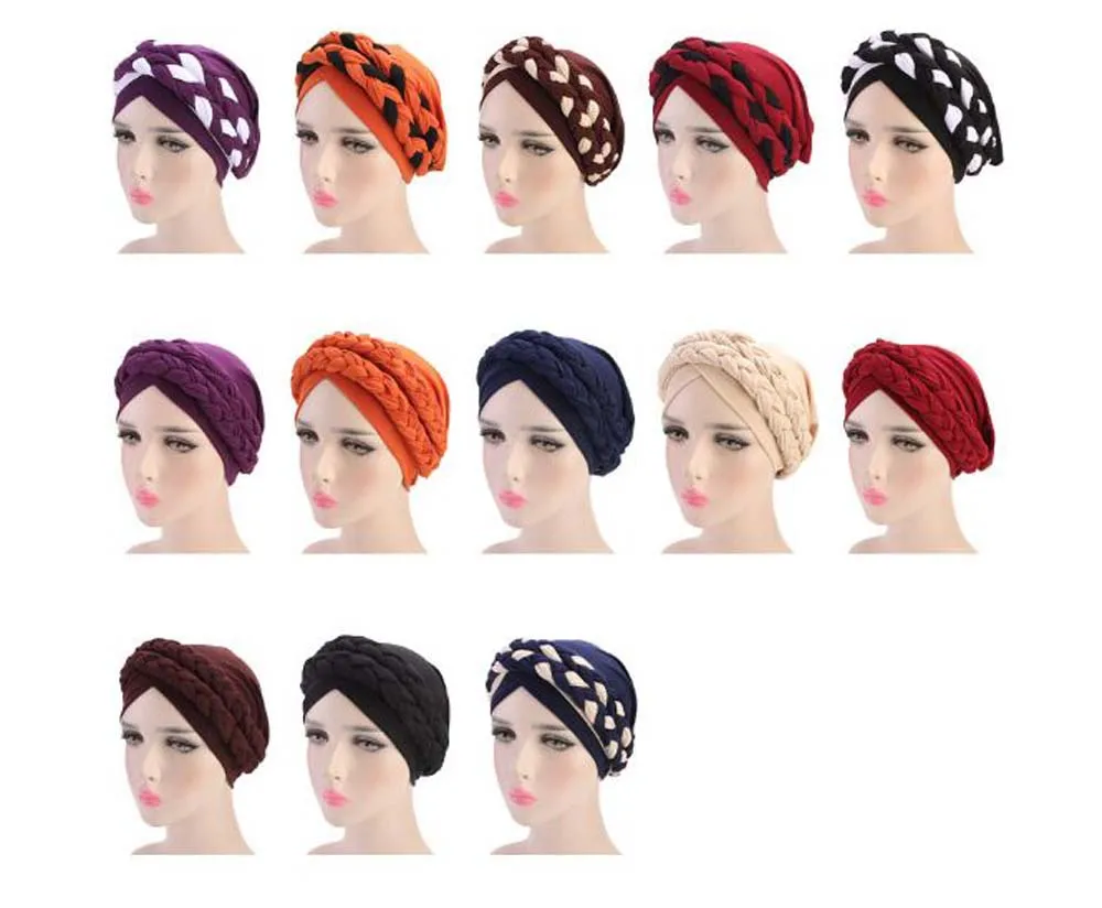 Богемный Национальный Твист коса Skullies Beanies весна осень бренд тюрбан шапки для женщин модная шапочка для химиотерапии
