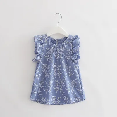 VIDMID baby girls sleeveless flowers dresses for girls summer cotton Princess clothing kids girls short sleeve clothes kids - Цвет: as photo