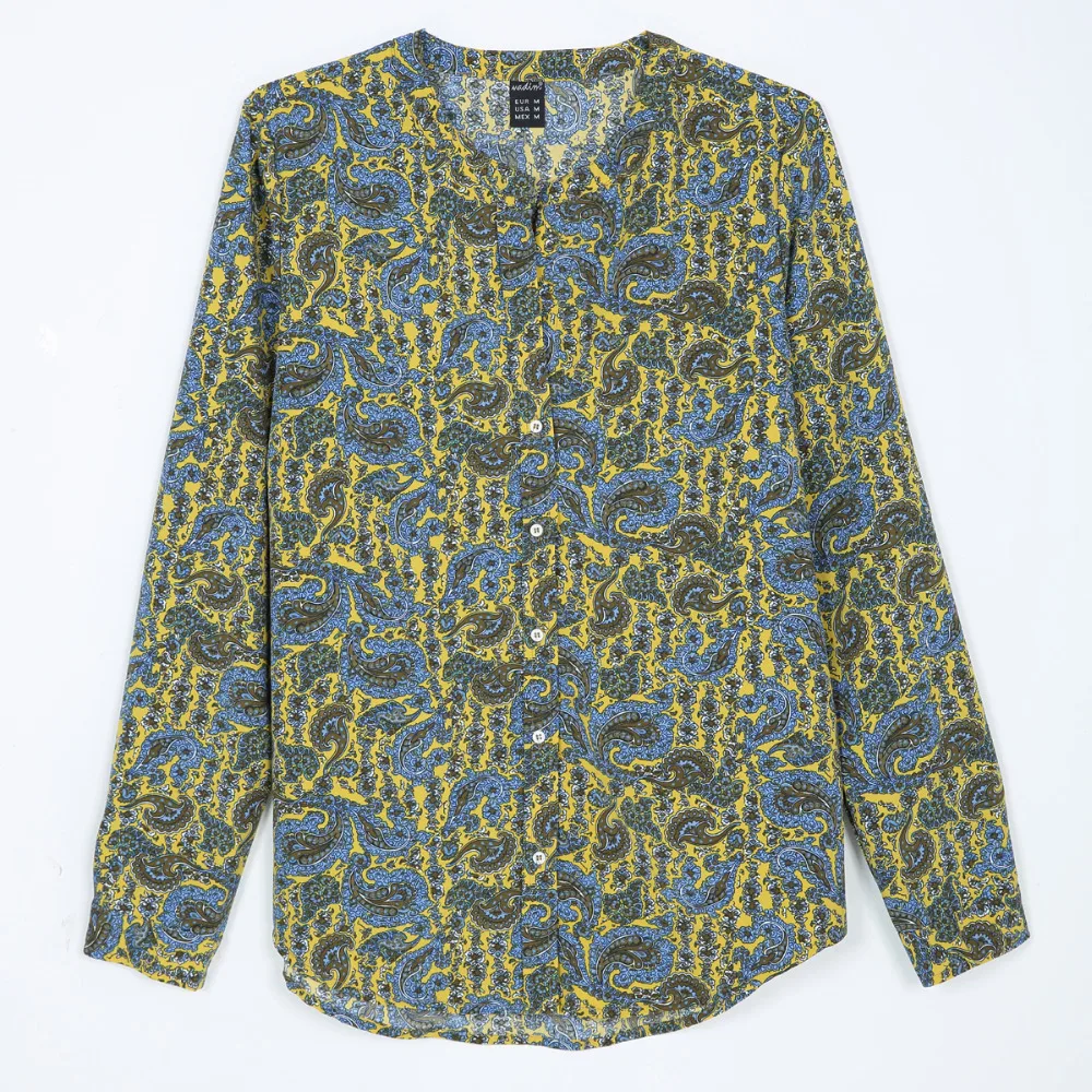 Женская винтажная блузка с длинным рукавом и узором пейсли офисная одежда