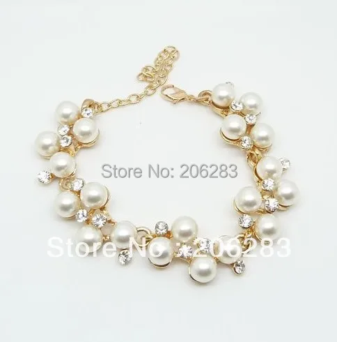 

B001 luxury fashion crystal exquisite pearl bracelet 5pcs/lot+free shipping